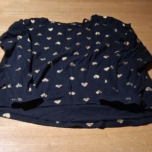 Old Navy Black and Gold Heart Long Sleeve Tee